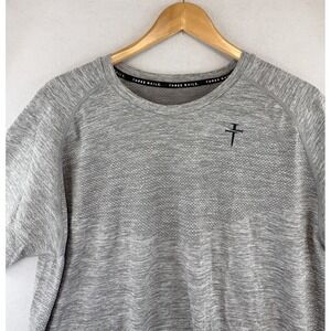 Three Nails Shirt Men's XL Gray Lightweight Seamless Gym Casual Short Sleeve